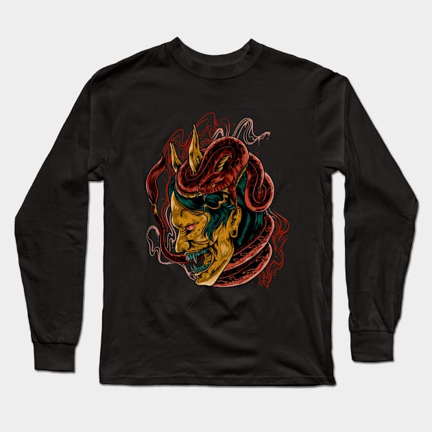 Japanes Demon Long Sleeve T-Shirt by Mooxy